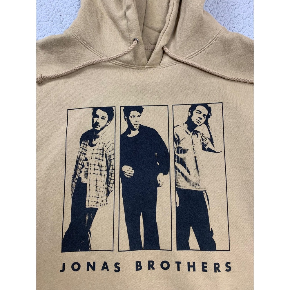 Jonas Brothers Hoodie Mens XL Tan The Tour 2023 Concert Graphic Sweatshirt